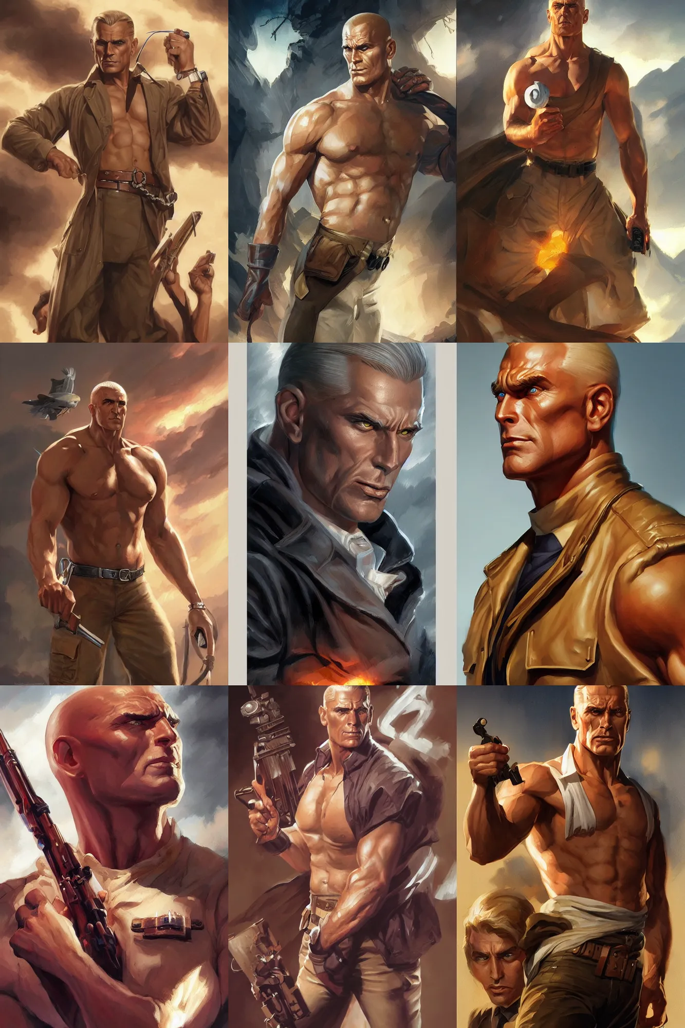 Image similar to doc savage, D&D, fantasy, portrait, highly detailed, digital painting, trending on artstation, concept art, sharp focus, illustration, art by artgerm and greg rutkowski and magali villeneuve