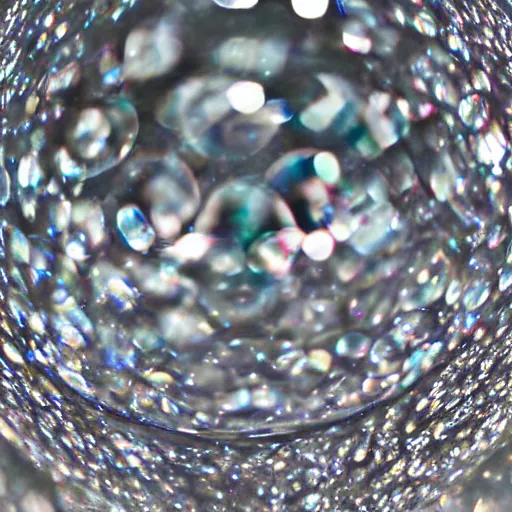 Prompt: macro of magic osasis inside shining crystal sphere