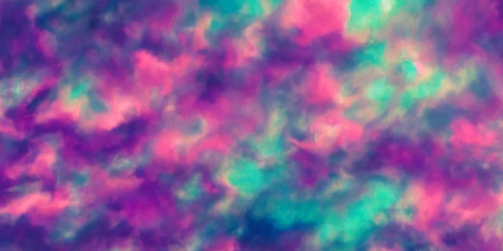 Prompt: a hyper - real psychedelic planet fill with pink clouds, blue hills and purple forests