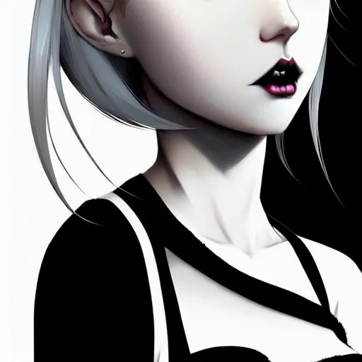 Image similar to a beautiful slim goth girl with blonde hair ignores you, art by ilya kuvshinov and lois van baarle and ross tran and range murata and artgerm and andy warhol, norman rockwell, digital art, highly detailed, profile picture, intricate, sharp focus, trending on artstation hq, deviantart, pinterest, unreal engine 5, 4 k uhd image