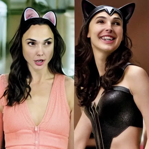 Image similar to Gal Gadot like kat girl with cat ears