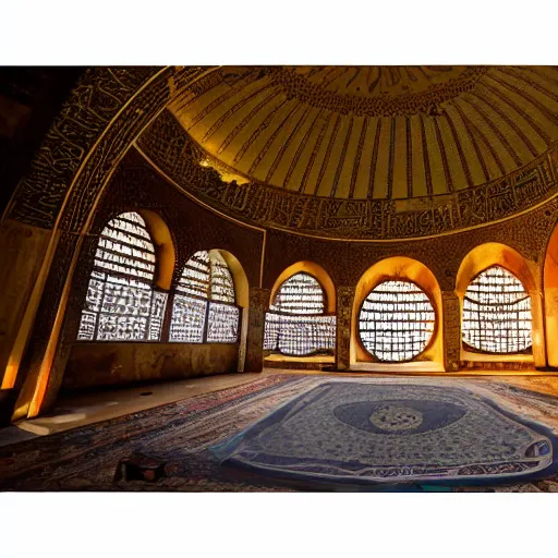 Prompt: a cinematic scene of Muslim scholars making a circle Hagia Sophia, anamorphic lens, bloom, halation, film, beautiful colors, ultra realistic, 8K , Alfonso Cuarın W- 1024