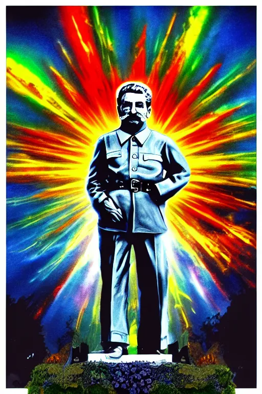 Prompt: art in heaven style, stalin in heaven, clear color art in 4 k