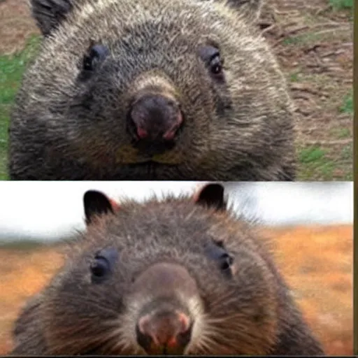 Image similar to a meme image of a wombat saying i like riding on a bicycle