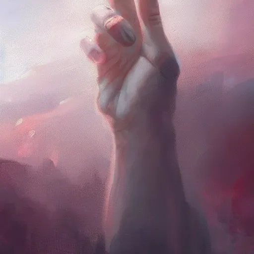 Image similar to god's middle finger, by greg rutkowski, trending on artstation