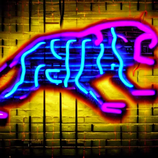 Image similar to a neon cyberpunk jaguar