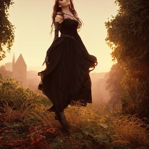 Image similar to photographic portrait of a stunningly beautiful gothic female in soft dreamy light at sunset, by edward robert hughes, annie leibovitz and steve mccurry, david lazar, jimmy nelsson, breathtaking, 8 k resolution, extremely detailed, beautiful, establishing shot, artistic, hyperrealistic, beautiful face, octane render