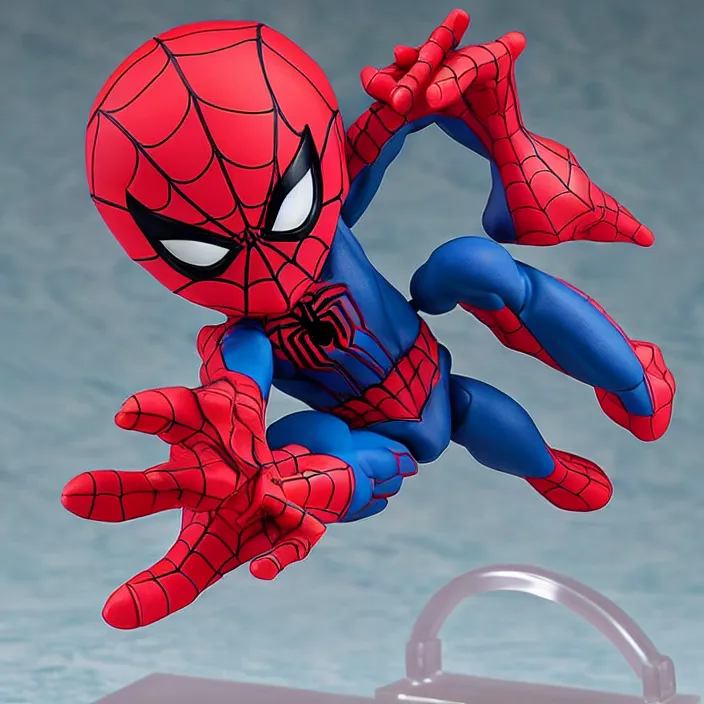 Prompt: spiderman, an anime nendoroid of spiderman, figurine, detailed product photo