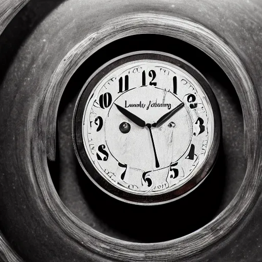 Image similar to hd ultra detailed a clock bearing the inscription 'Nick Lansbury' on it and an apple by tommy ingberg