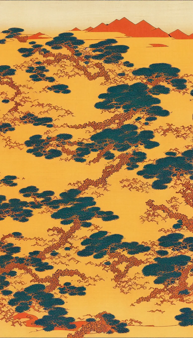 Image similar to saharan desert by hokusai