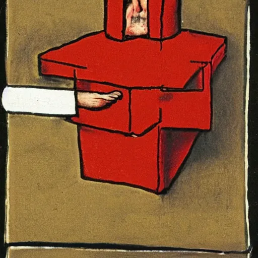 Prompt: dreidel drawn by francis bacon