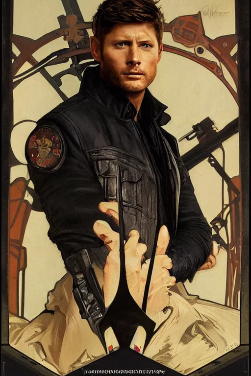 Prompt: a detailed matte portrait of an jensen ackles dressed as has solo after falling to the dark side, masterpiece, 8 k, art by alphonse mucha and greg rutkowski