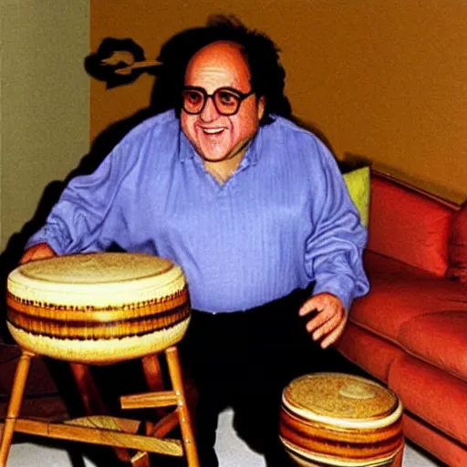 Image similar to “Danny devito playing the bongo drums, Nintendo 64 graphics”