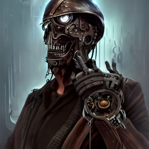 Prompt: clint eastwood as steampunk cyborg reaper, scifi, intricate, elegant, highly detailed, digital painting, artstation, concept art, smooth, sharp focus, illustration, art by giger