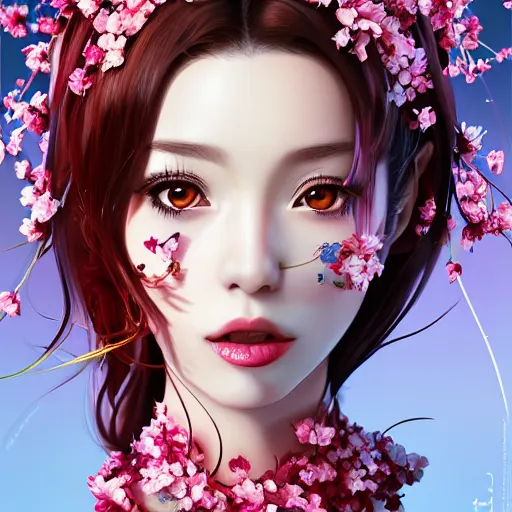 Prompt: the portrait of the absurdly beautiful, graceful, elegant, gorgeous, fashionable photorealistic anime idol latina woman made of cherries and cherry blossoms with tears, an ultrafine hyperdetailed illustration by kim jung gi, irakli nadar, intricate linework, bright colors, octopath traveler, final fantasy, highly rendered, global illumination, radiant light, intricate environment