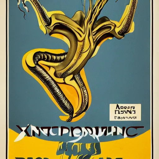 Image similar to 1930s poster of a xenomorphic worm