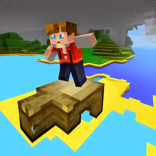 Image similar to minecraft steve jumping into lava holding cow