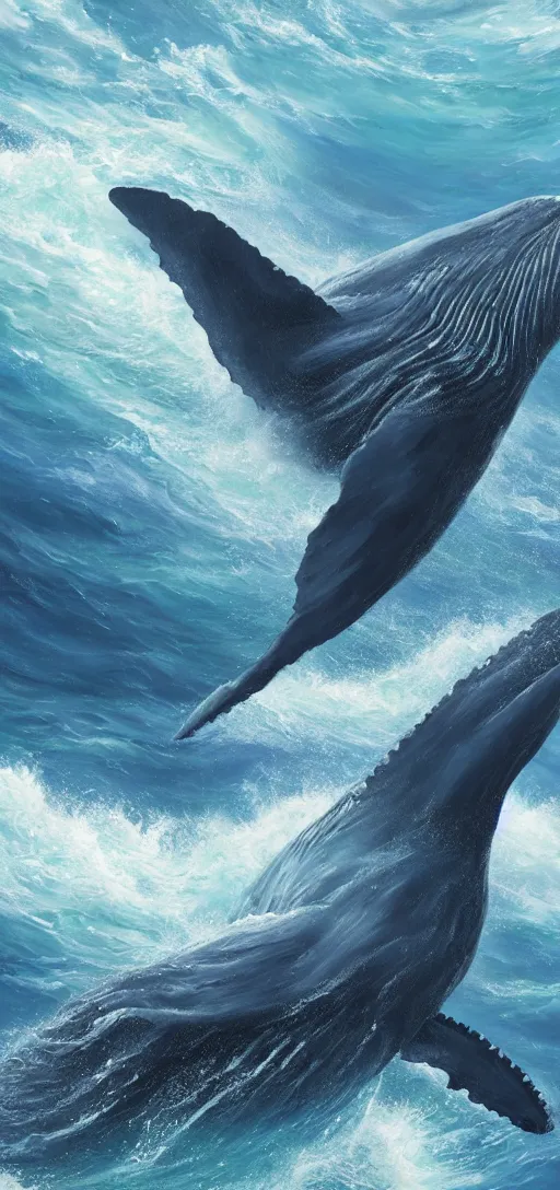 Image similar to Ocean giant whale, oil Painting, ultradetailed, artstation, ultradetailed, digital Painting,