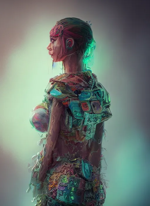 Image similar to detailed concept art illustration pastel painting of a cube in full intricate clothing, ultra detailed, digital art, octane render, 4K, dystopian, micro details