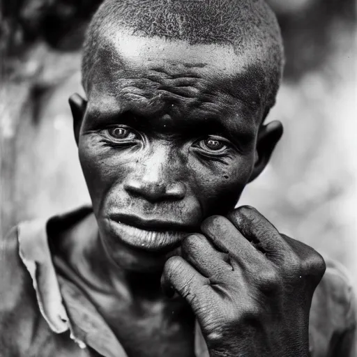 Image similar to black and white photo, portrait of Congo mineworker by sebastiao salgado, realistic, Leica, medium format, cinematic lighting, parallax, high resolution,