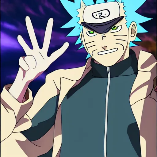 Image similar to Rick Sanchez in Naruto 4K detailed Digital art