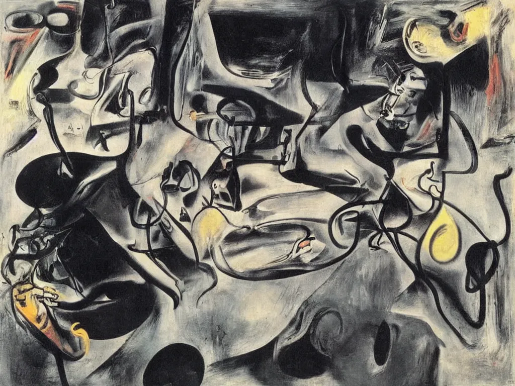 Prompt: surreal, an electronic hard music dj playing, performing, art by willem de kooning, dali