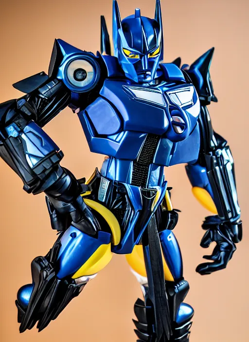 Prompt: Transformers Autobot Batgirl action figure from Transformers: Robots in Disguise (2015), symmetrical details, by Hasbro, Takaratomy, tfwiki.net photography, product photography, official media