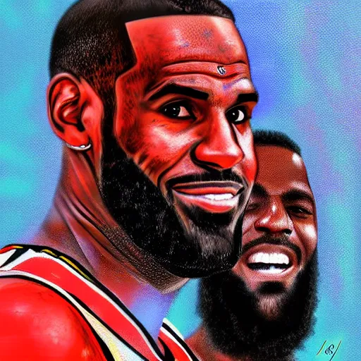 Prompt: a hyperdetailed digital oil portrait painting of Lebron James