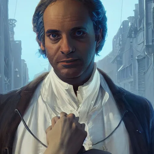 Image similar to highly detailed portrait isaac newton in gta v, stephen bliss, unreal engine, fantasy art by greg rutkowski, loish, rhads, ferdinand knab, makoto shinkai and lois van baarle, ilya kuvshinov, rossdraws, tom bagshaw, global illumination, radiant light, detailed and intricate environment