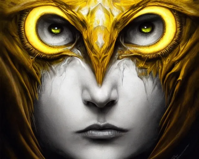 Prompt: ! dream epic masterpiece of cinematographic hyperrealism where a two large yellow eyes peer from the darkness, horror, ominous, beast, horror movie deep focus, d & d, fantasy, intricate, elegant, highly detailed, digital painting, artstation, concept art, matte, sharp focus, illustration, hearthstone, art by artgerm and greg rutkowski and alphonse mucha