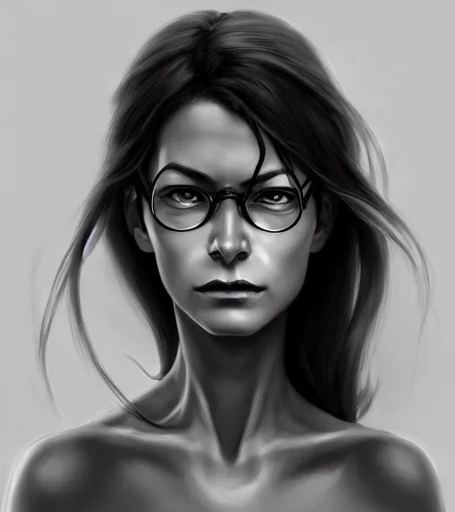 Image similar to portrait of a vriska serket, poised, gray skin, intense emotion, detailed facial expression, detailed surroundings, minimalistic, intricate, elegant, highly detailed, centered, digital painting, artstation, concept art, smooth, sharp focus