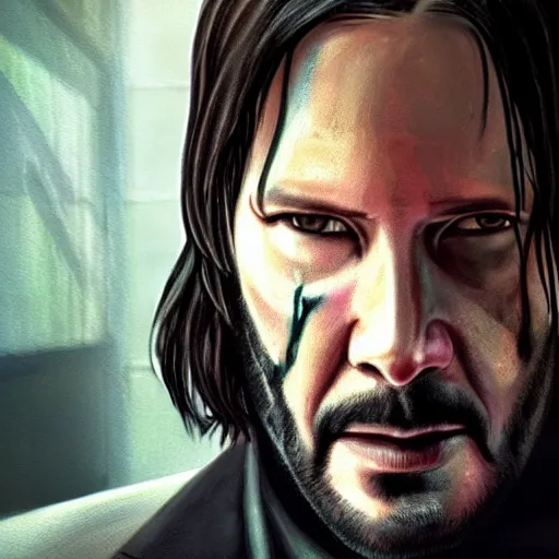 Image similar to john wick in the purge, artstation hall of fame gallery, editors choice, #1 digital painting of all time, most beautiful image ever created, emotionally evocative, greatest art ever made, lifetime achievement magnum opus masterpiece, the most amazing breathtaking image with the deepest message ever painted, a thing of beauty beyond imagination or words, 4k, highly detailed, cinematic lighting