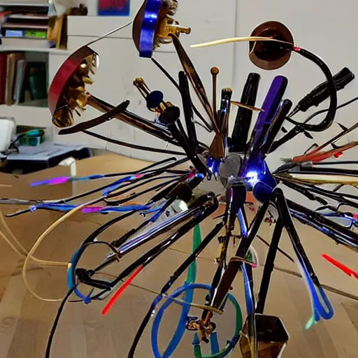 Prompt: a kinetic sculpture using motors and electronics