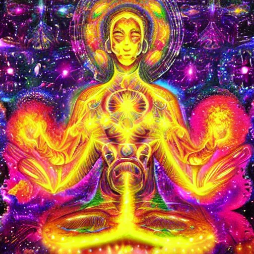Image similar to cosmic enlightenment, psychedelic, high quality