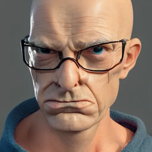 Image similar to A middle-aged Dr. Venture in real life with a hooked nose, a long gaunt face and skinny body and neck, very thin and bald, realistic, very realistic, hyperrealistic, highly detailed, very detailed, extremely detailed, detailed, digital art, oil painting, trending on artstation, headshot and bodyshot, detailed face, very detailed face, extremely detailed face, HD Quality, 8k resolution, very very detailed face, real life