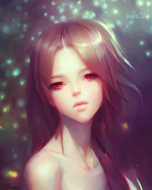 Prompt: girl portrait by ross tran and krenz cushart, vivid, aesthetic, fine details, realistic eyes, masterpiece, busy background, bokeh, depth of field