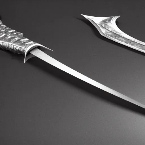 Prompt: A 3D render of a sword made of jelly, unreal engine, vray, digital art