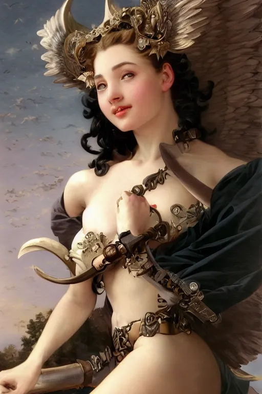 Prompt: full portrait of a beautiful Batman, Mystical Valkyrie, Regal, Realistic, Refined, Detailed Digital Art, Oil Painting, François Boucher, William-Adolphe Bouguereau, Art Frahm, Steampunk, Walt Disney (1937), WLOP, Rossdraws, frank frazetta, dynamic lighting, daily deviation, very very very very very beautiful, character illustration by Greg Rutkowski, Thomas Kinkade, trending on artstation, Highly Detailed, Cinematic Lighting, Unreal Engine, 8k, HD