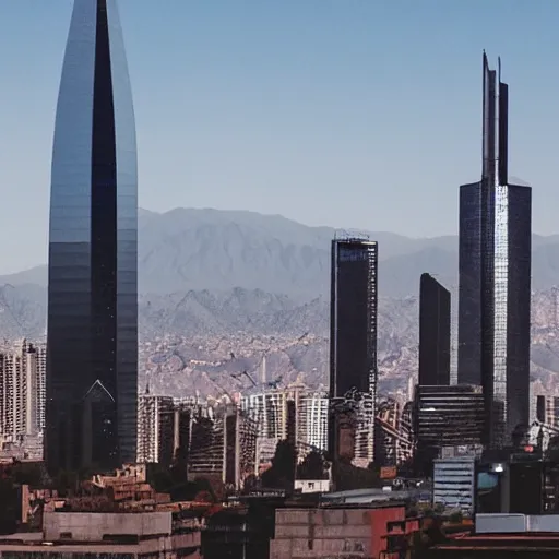 Image similar to Santiago of Chile skyline from a cyberpunk future