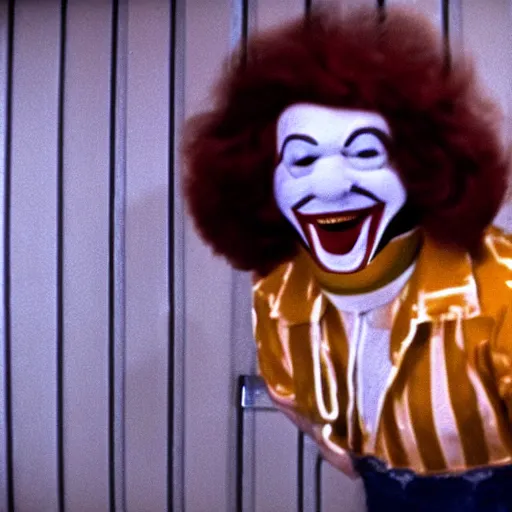 Prompt: a film still from a gritty 1 9 7 0 s martin scorcese movie about ronald mcdonald. realism. 4 k. 8 mm. grainy. panavision.