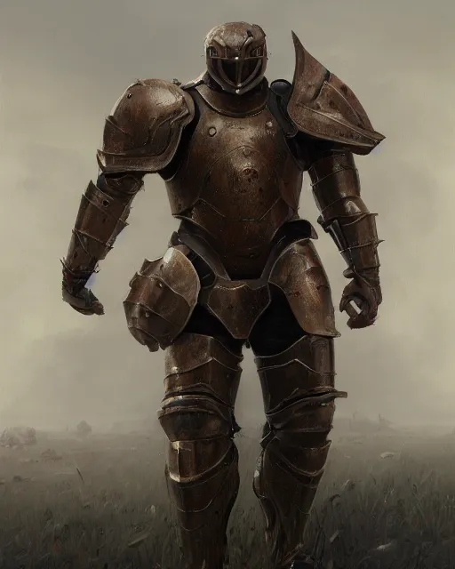 Image similar to Hyper realistic painting of an empty suit of rusty full plate armour animated by magic, dark fantasy, fantasy armor, hyper detailed, by greg rutkowski, trending on artstation