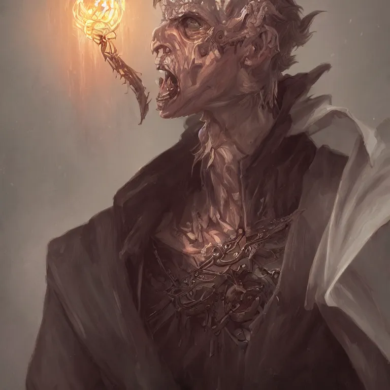 Image similar to portrait of a evil undead male necromancer, D&D, fantasy, highly detailed, digital painting, artstation, smooth, sharp focus, illustration, art by artgerm and greg rutkowski and alphonse mucha