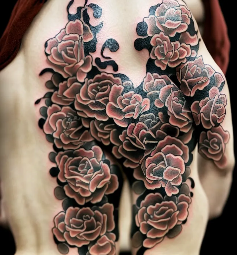 Prompt: japanese tattoo woman, realistic, full body, rich in detail, by wlop photo - quality