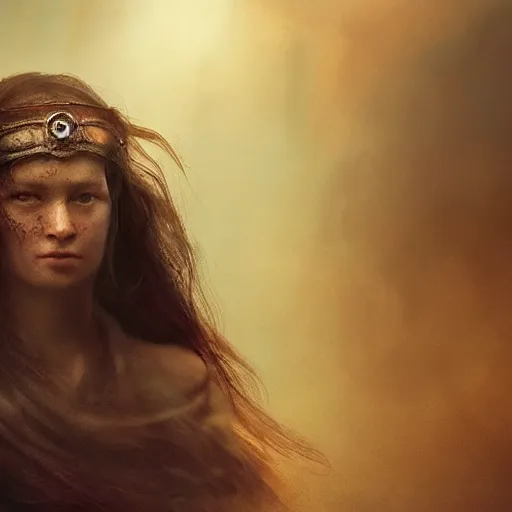 Prompt: elden ring character, young female nomad in a ceremonial head wrap surrounded by violent magical energy. volumetric lighting, masterpiece, sharp focus by leesha hannigan, ross tran, kai carpenter.