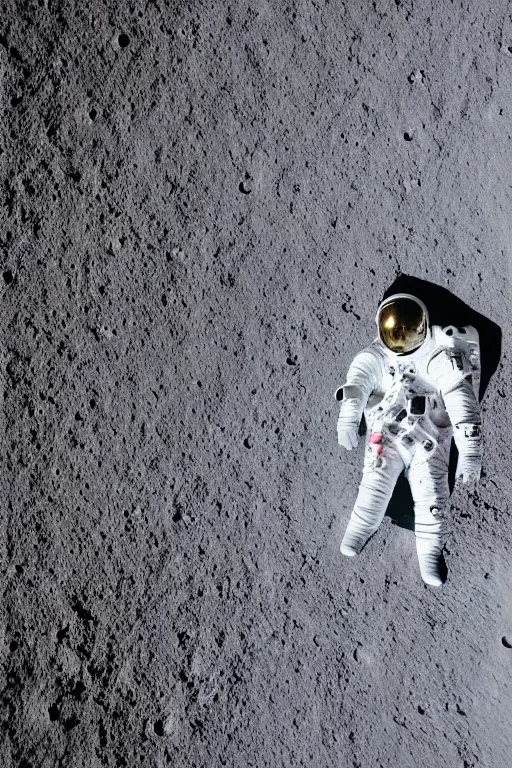 Prompt: a full body photography of an astronaut walking on the surface of the moon, bottom - view, focus on his foot, photography, photo - shot, shooting, cinematic lighting, 8 k