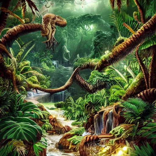 Image similar to a jungle on a cake, hyper realistic, ultra detailed, fantasy art, elegant, beautiful,