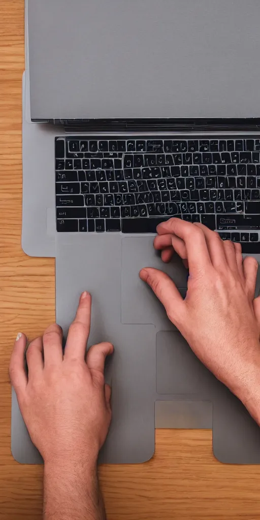 Prompt: a high resolution photo of a hand typing