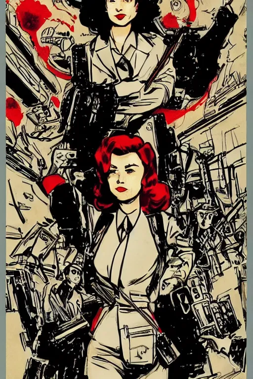 Image similar to Agent carter illustration concept art in the style of Amano, Yoshitaka