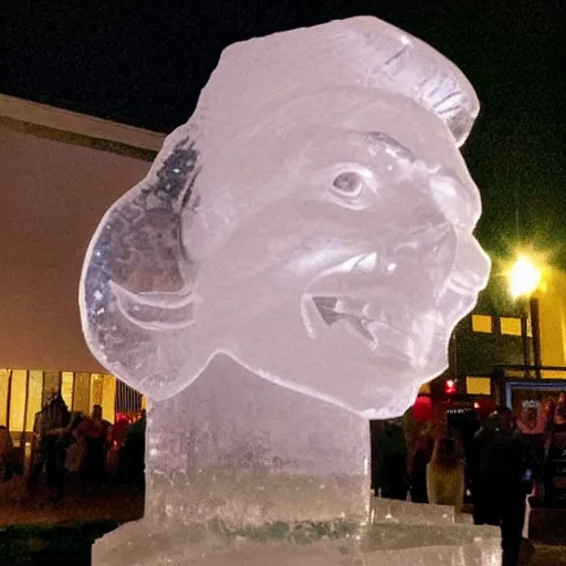 Prompt: ice sculpture that looks like elon musk