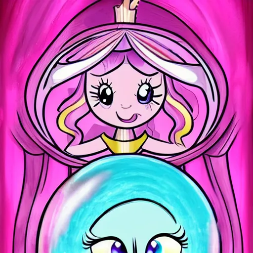 Prompt: Pinkie Pie 💓🐴 trapped inside a crystal ball 🔒🔮 🎨🖌️